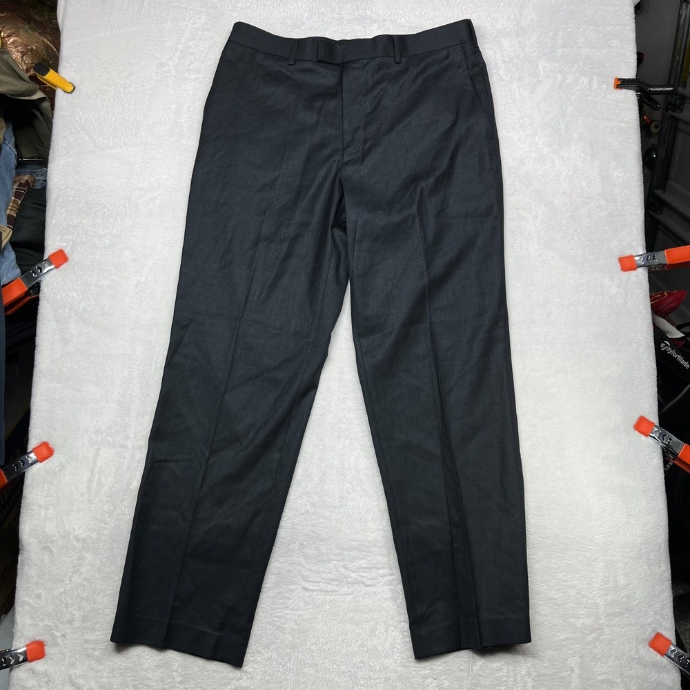 Perry Ellis Portfolio Dress Pants Men's Black Flat Front Pockets Classic - 36X32